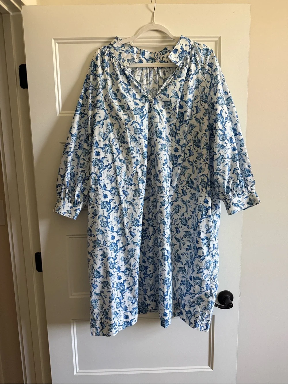 Ann Mashburn Blue & White Floral Belted Dress XL
